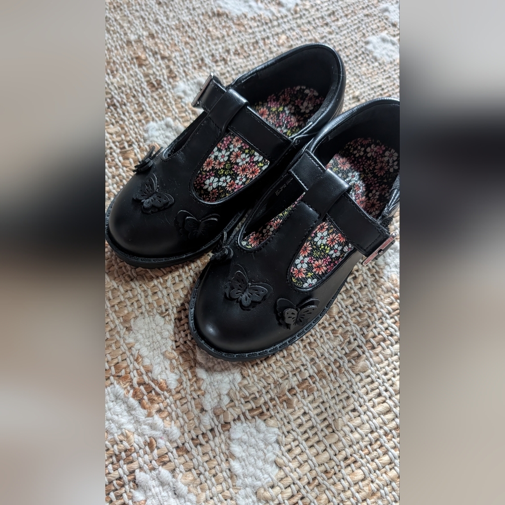 Black Kids Shoes with Butterfly Design